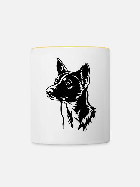 Basenji Kopf - Tasse zweifarbig - Weiß/Gelb