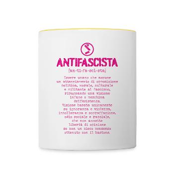 Définition antifasciste - Mug contrasté - blanc/jaune - Devant