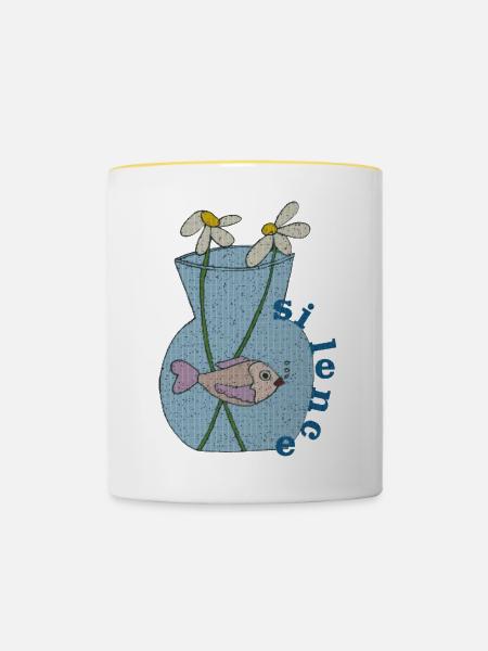 fisch im glas gewebe - Tasse zweifarbig - Weiß/Gelb