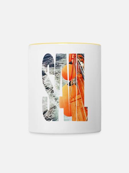 Segeln auf den Wellen - Tasse zweifarbig - Weiß/Gelb