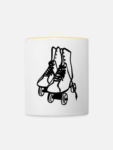Rollschuhe Skizze - Tasse zweifarbig - Weiß/Gelb