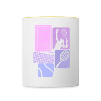 Joueur de tennis Raquette de tennis Joueur de tennis - Mug contrasté - blanc/jaune - Devant