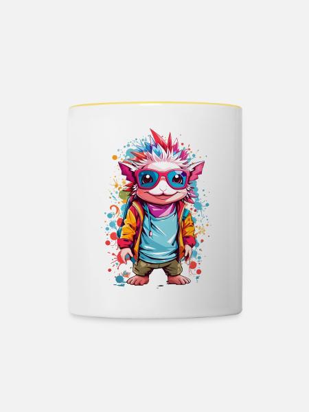 Coole Axolotl - Tasse zweifarbig - Weiß/Gelb