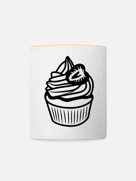 Torte - Tasse zweifarbig - Weiß/Gelb