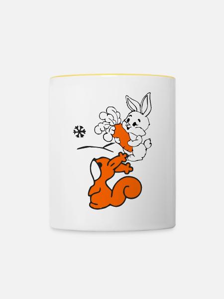 Winter - Tasse zweifarbig - Weiß/Gelb