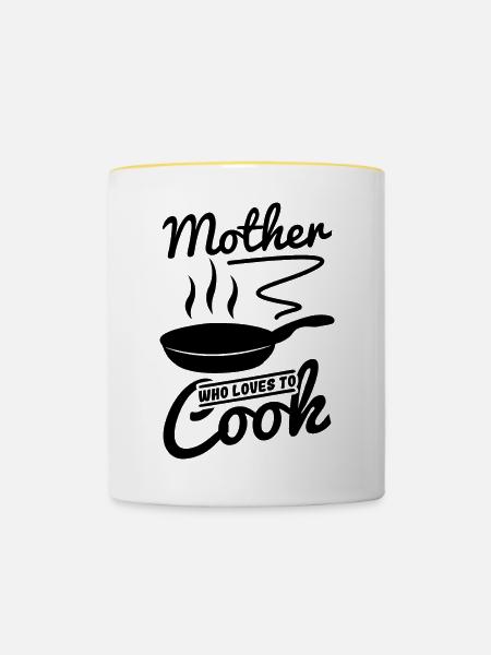 Kochende Mutter - Tasse zweifarbig - Weiß/Gelb