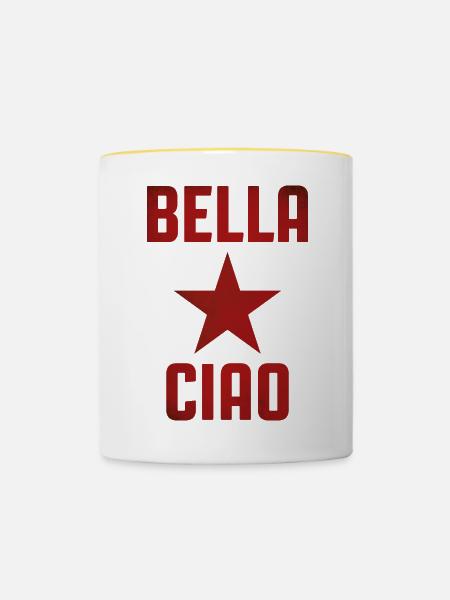 Partisanengesang - Tasse zweifarbig - Weiß/Gelb