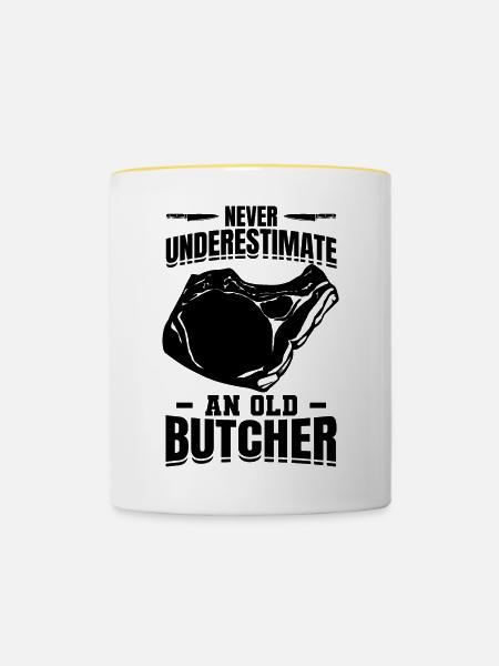 Fleischer Opa - Tasse zweifarbig - Weiß/Gelb