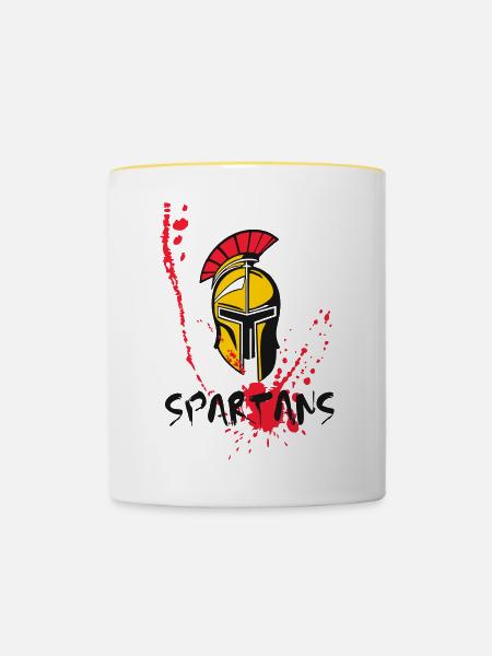 Helm Sparta und Blut 10 - Tasse zweifarbig - Weiß/Gelb