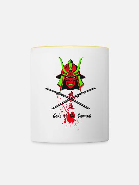Samuraihelm Kabuto 3 - Tasse zweifarbig - Weiß/Gelb