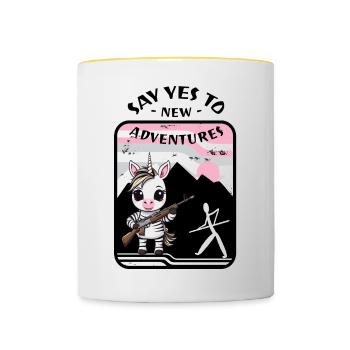 Zebra Einhorn - Tasse zweifarbig - Weiß/Gelb - Vorne