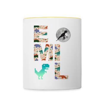 EMIL - Beau prénom de garçon avec dinosaure - Mug contrasté - blanc/jaune - Devant