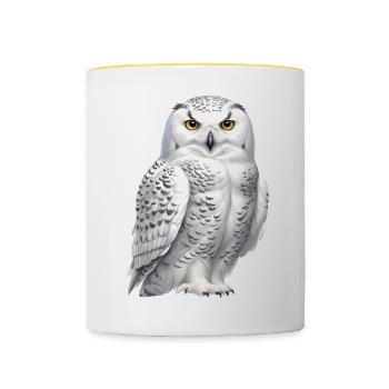 Snowy Owl - Contrasting Mug - white/yellow - Front