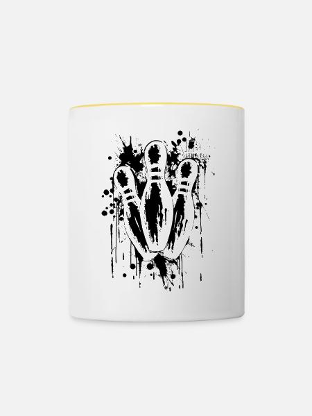 Kegeln - Tasse zweifarbig - Weiß/Gelb