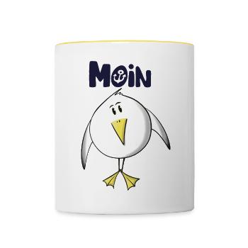 Möwe Moin Anker - Tasse zweifarbig - Weiß/Gelb - Vorne