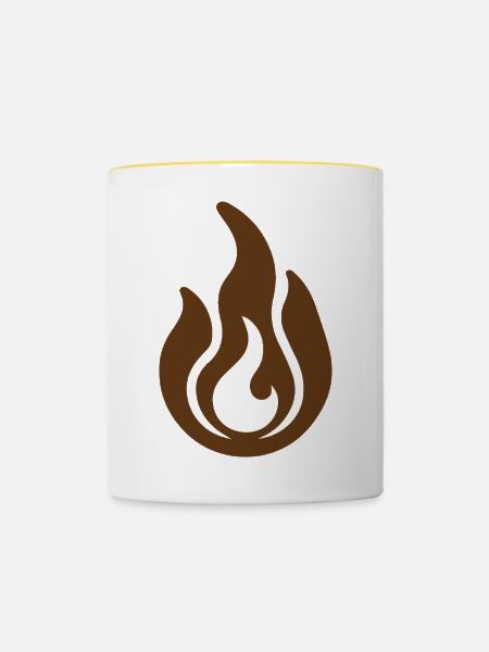 Feuer & Flamme - Tasse zweifarbig - Weiß/Gelb