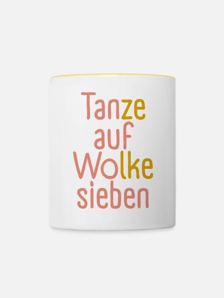 Tanze auf Wolke sieben! - Tasse zweifarbig - Weiß/Gelb