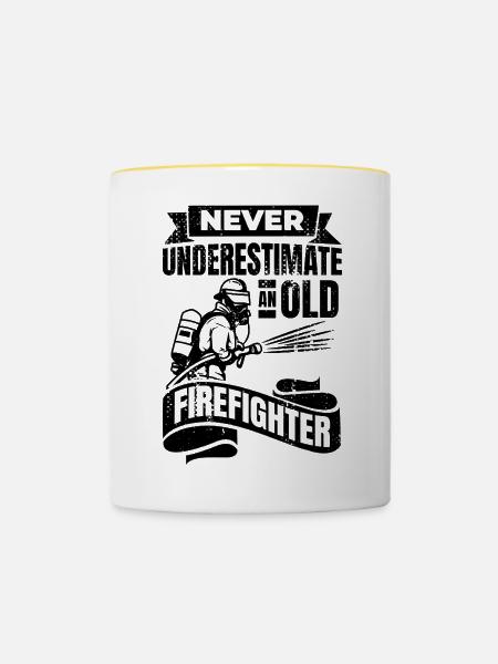 Feuerwehrmann Großvater - Tasse zweifarbig - Weiß/Gelb