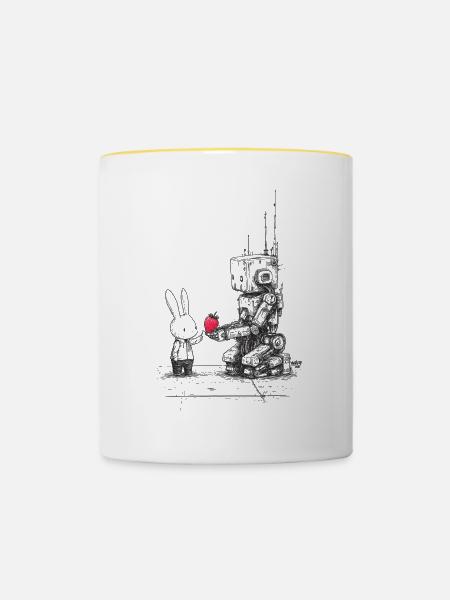 Strawberry Robot - Tasse zweifarbig - Weiß/Gelb