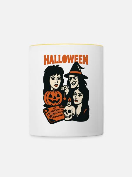 Halloween Hexen - Tasse zweifarbig - Weiß/Gelb
