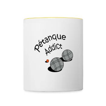 Petanque addict vecto - Contrasting Mug - white/yellow - Front