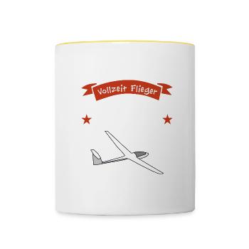 vollzeit flieger im unruhestand - Tasse zweifarbig - Weiß/Gelb - Vorne