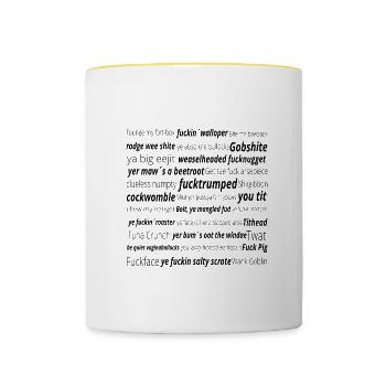 Lustige Schottische & Irische Schimpfwörter - Tasse zweifarbig - Weiß/Gelb - Vorne