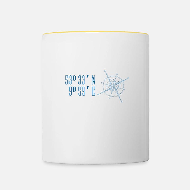 Hamburg gift coordinates - Contrasting Mug - white/yellow