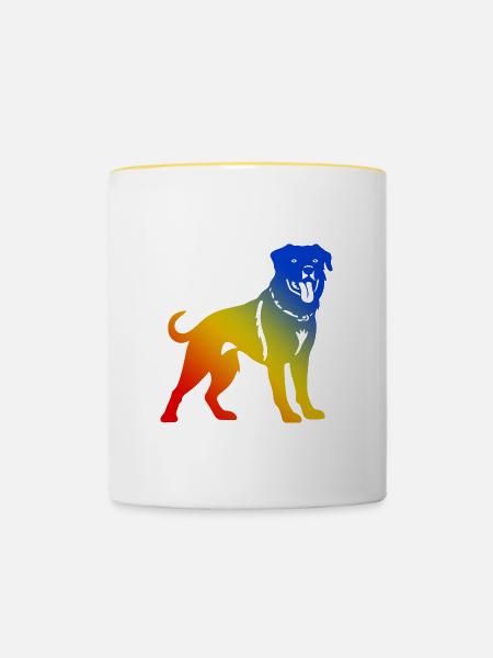Rottweiler Hund - Tasse zweifarbig - Weiß/Gelb