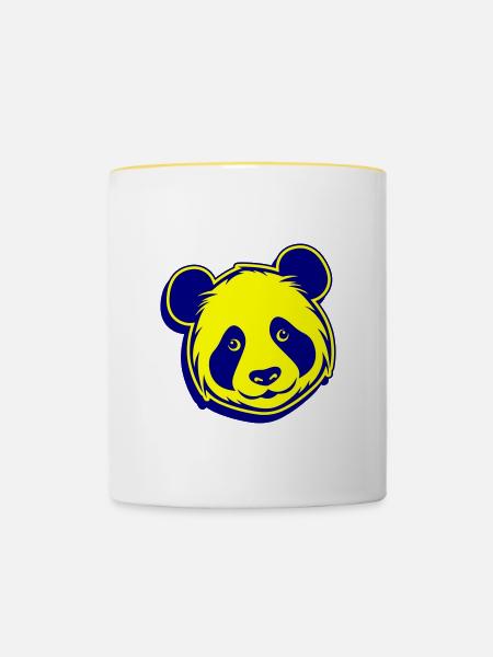 Panda Kopf - Tasse zweifarbig - Weiß/Gelb
