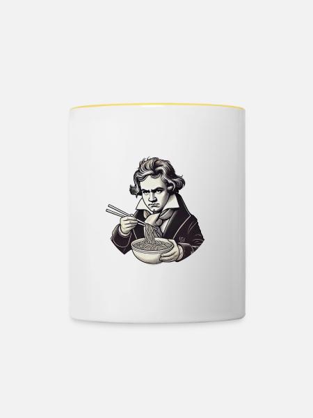 Hungry Beethoven - Tasse zweifarbig - Weiß/Gelb