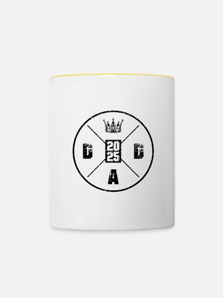 Dad 2025 Vaterschaft Papa - Tasse zweifarbig - Weiß/Gelb