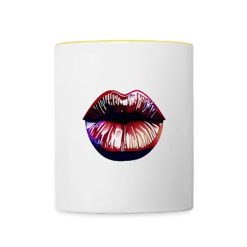 Lippen - Tasse zweifarbig - Weiß/Gelb - Vorne