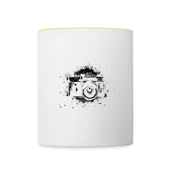 Kamera - Tasse zweifarbig - Weiß/Gelb - Vorne