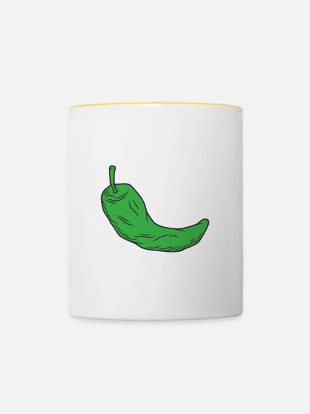 Chili grün - Tasse zweifarbig - Weiß/Gelb