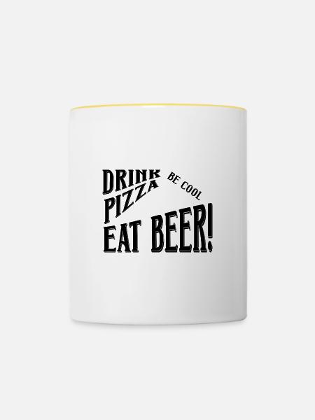 Drink Pizza Eat Beer - Tasse zweifarbig - Weiß/Gelb