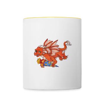 Niedlicher Drache, bereit für den ersten Schultag - Tasse zweifarbig - Weiß/Gelb - Vorne