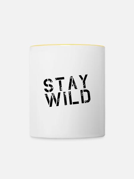 Stay Wild - Tasse zweifarbig - Weiß/Gelb