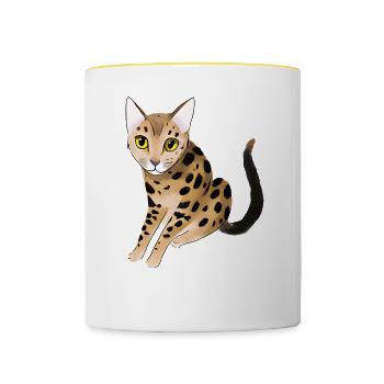 Bengalkatze - Tasse zweifarbig - Weiß/Gelb - Vorne
