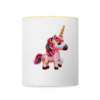 Licorne - Mug contrasté - blanc/jaune - Devant