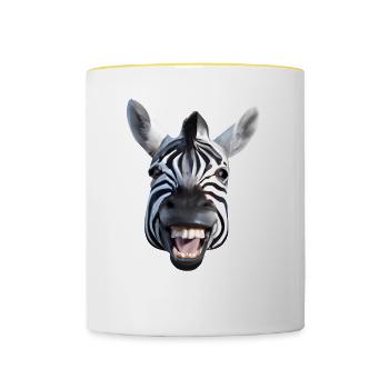 Breit grinsendes Zebra - Tasse zweifarbig - Weiß/Gelb - Vorne