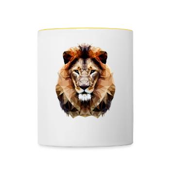 Modern polygon lion - Contrasting Mug - white/yellow - Front