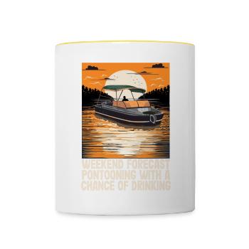 Prévisions du week-end Pontooning avec une chance de - Mug contrasté - blanc/jaune - Devant