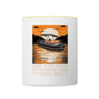 When I'm Not Driving My Motorboat Then I'm - Contrasting Mug - white/yellow - Front