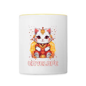 Chat porte-bonheur du Nouvel An chinois juste ici pour le - Mug contrasté - blanc/jaune - Devant