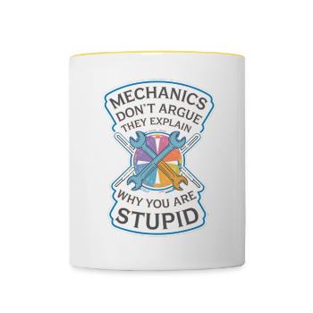 Mechanics Explain Why You Are Stupid 8 - Tasse zweifarbig - Weiß/Gelb - Vorne