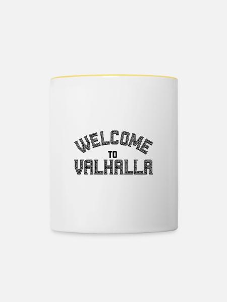 Welcome to Valhalla - Tasse zweifarbig - Weiß/Gelb