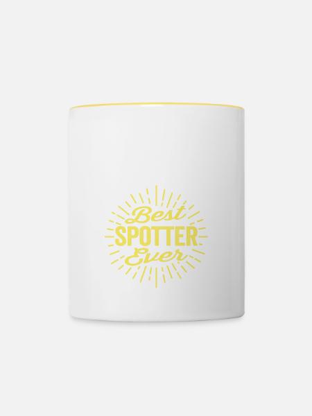 Best Spotter Ever Beam - Vintage Geschenk Flugzeug - Tasse zweifarbig - Weiß/Gelb