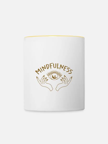 Achtsamkeits-Meditation - Tasse zweifarbig - Weiß/Gelb