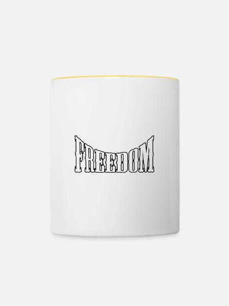Freedom - Tasse zweifarbig - Weiß/Gelb